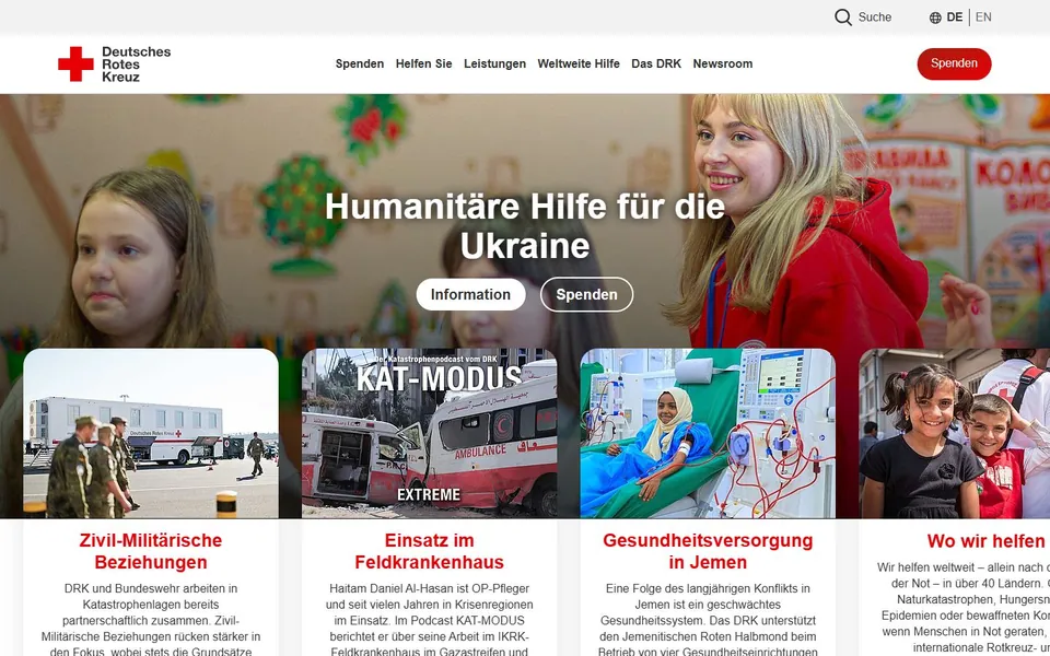 Deutsches Rotes Kreuz – Ansicht der Anbieter-Website