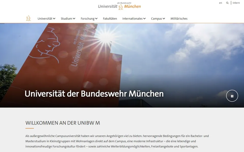 Universität der Bundeswehr München – Ansicht der Anbieter-Website