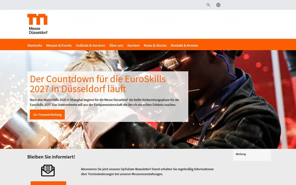 Messe Düsseldorf – Ansicht der Anbieter-Website