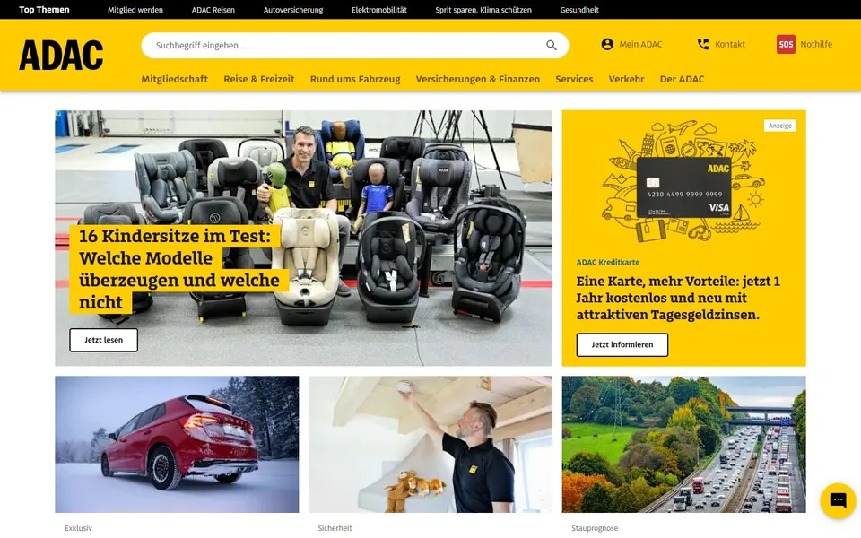 ADAC – Ansicht der Anbieter-Website