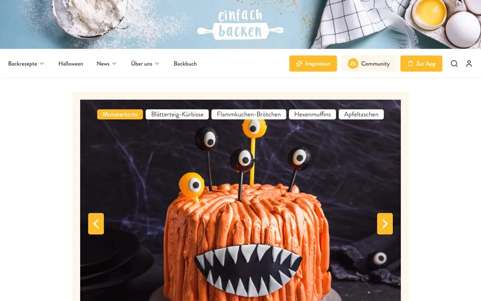 Einfach Backen – Ansicht der Anbieter-Website