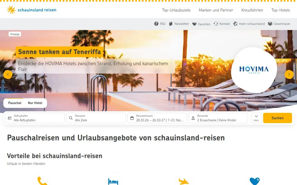 schauinsland-reisen – Ansicht der Anbieter-Website