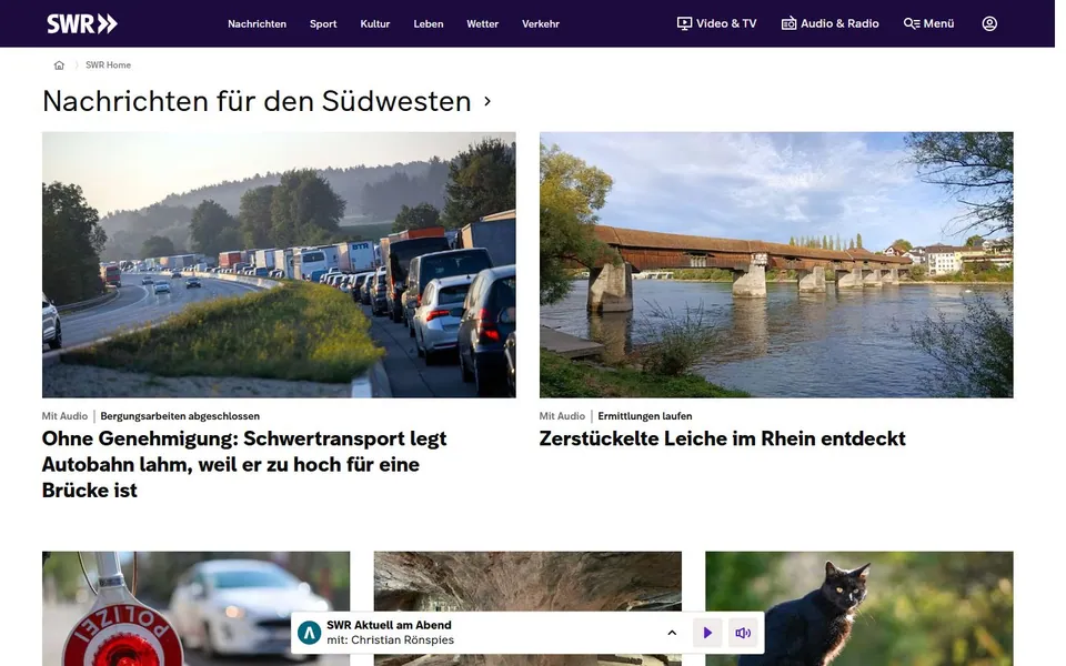 SWR – Ansicht der Anbieter-Website