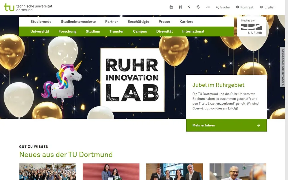 Technische Universität Dortmund – Ansicht der Anbieter-Website