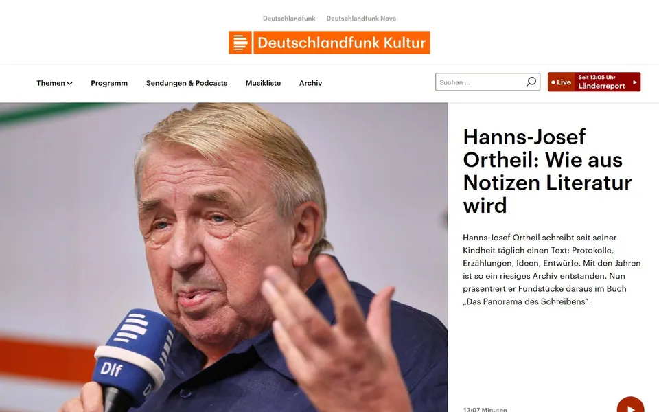 Deutschlandfunk Kultur – Ansicht der Anbieter-Website