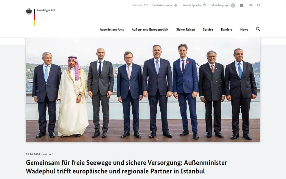 Auswärtiges Amt – Ansicht der Anbieter-Website