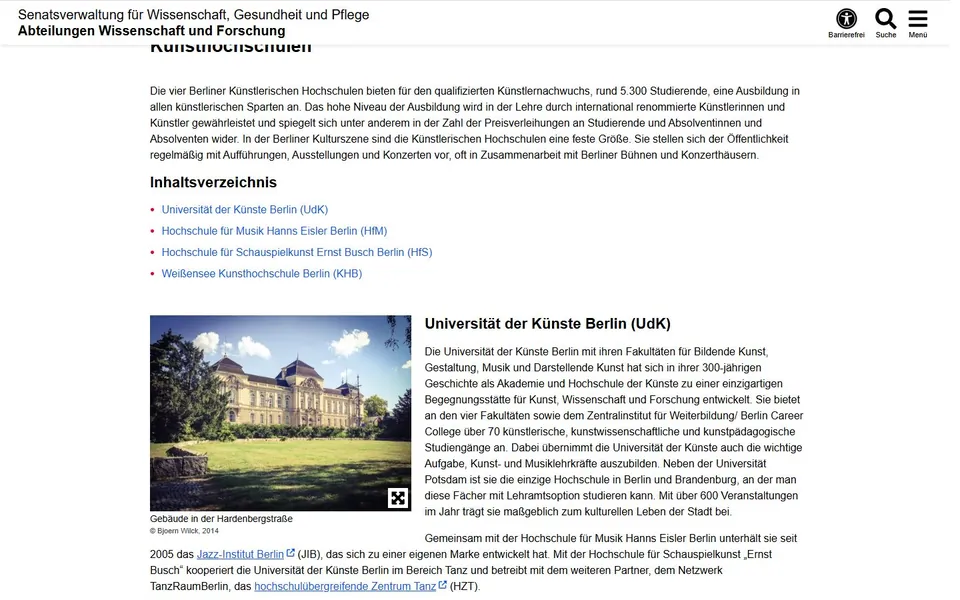 Weißensee Kunsthochschule Berlin – Offizieller Eintrag zur Hochschule