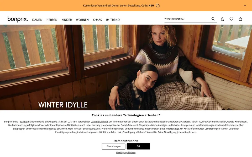 Bonprix – Ansicht der Anbieter-Website