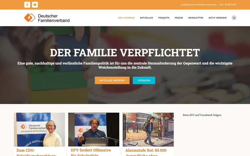Deutscher Familienverband – Ansicht der Anbieter-Website