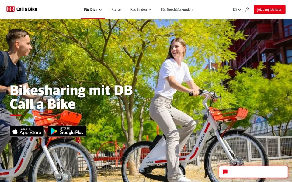 Call a Bike – Ansicht der Anbieter-Website