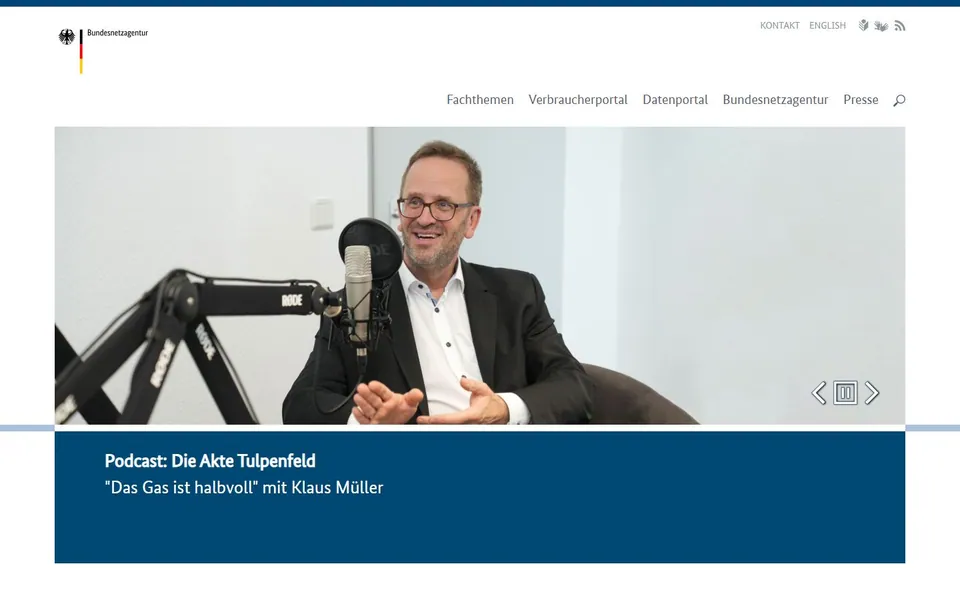 Bundesnetzagentur – Ansicht der Anbieter-Website