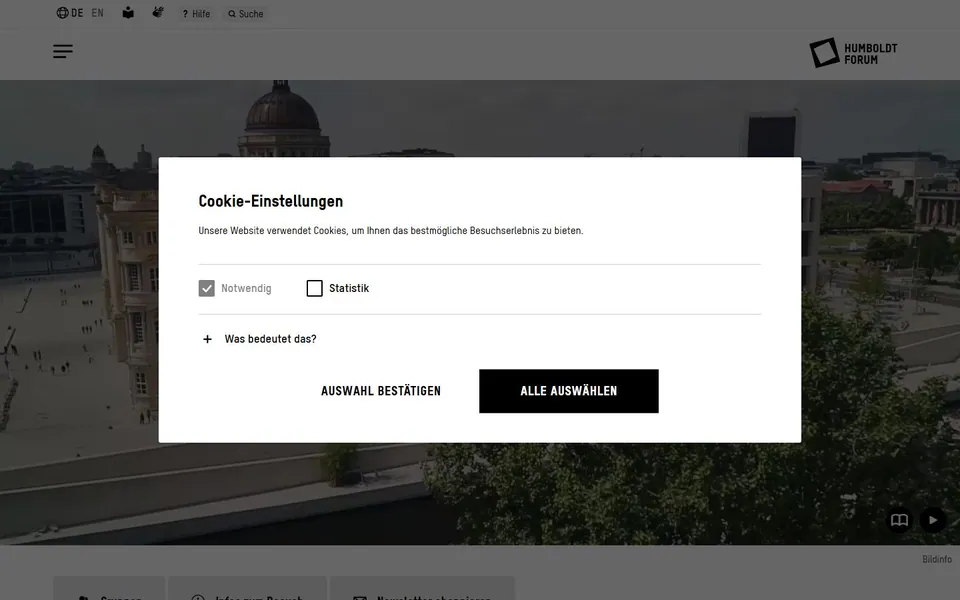 Humboldt Forum – Ansicht der Anbieter-Website