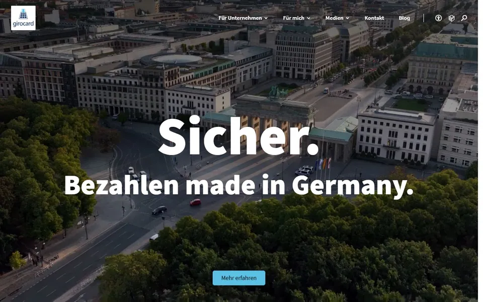 girocard – Ansicht der Anbieter-Website