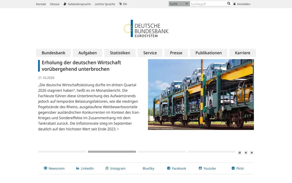 Bundesbank – Ansicht der Anbieter-Website