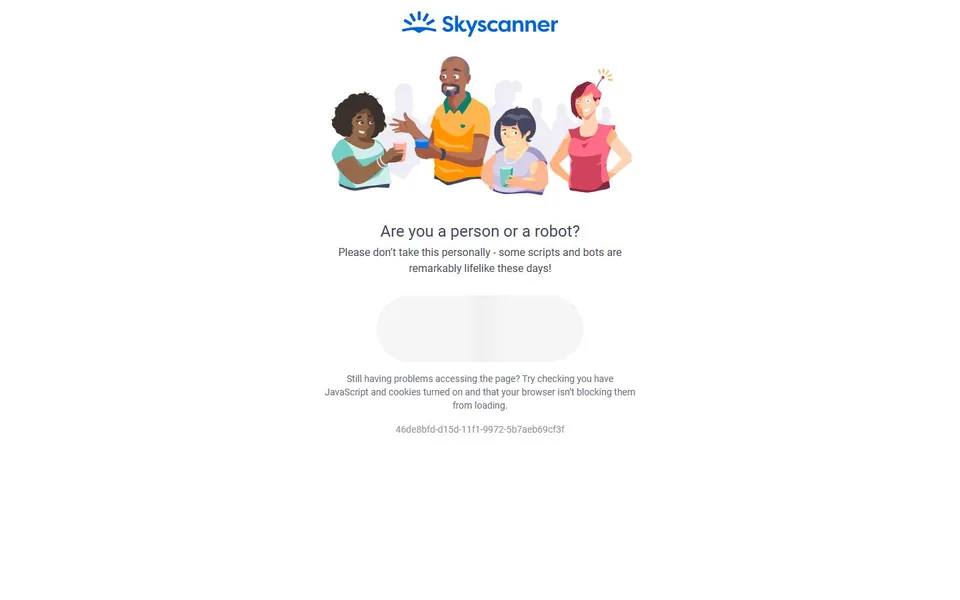 Skyscanner – Ansicht der Anbieter-Website
