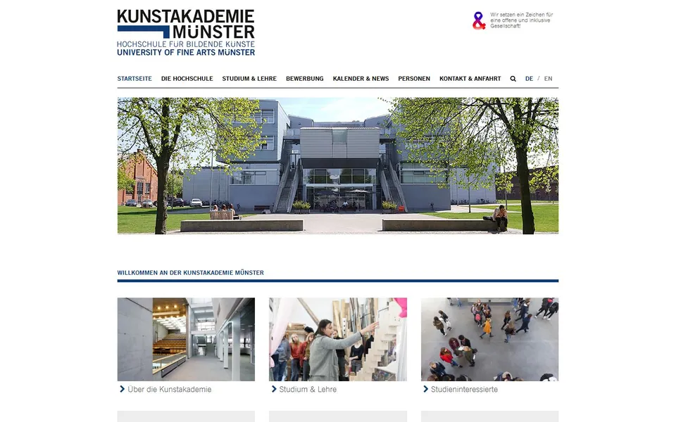 Kunstakademie Münster – Ansicht der Anbieter-Website