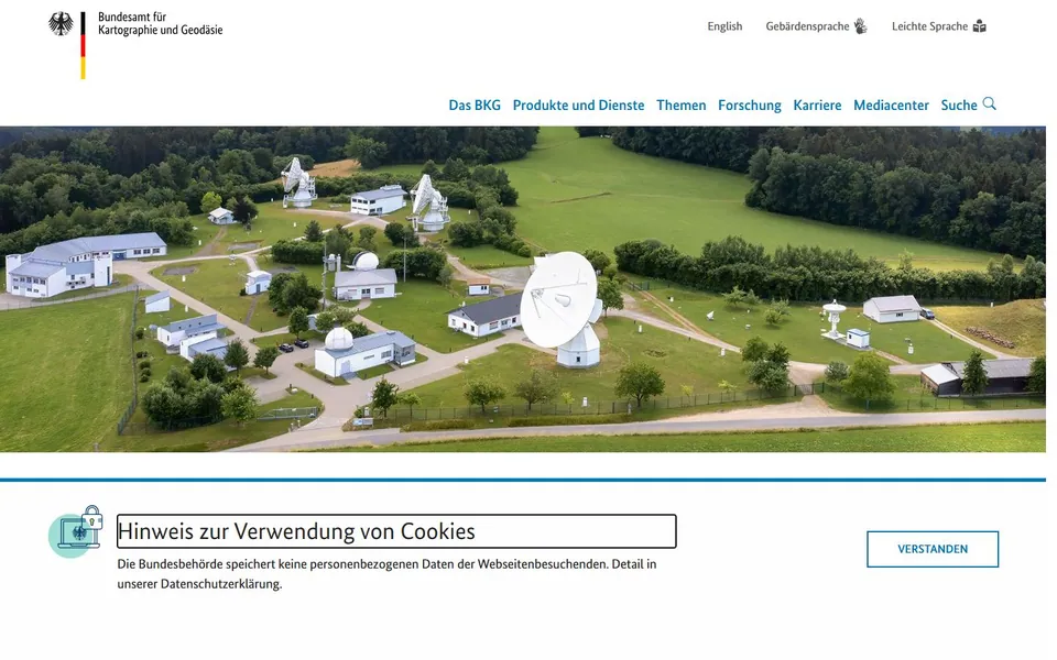 Bundesamt für Kartographie und Geodäsie – Ansicht der Anbieter-Website