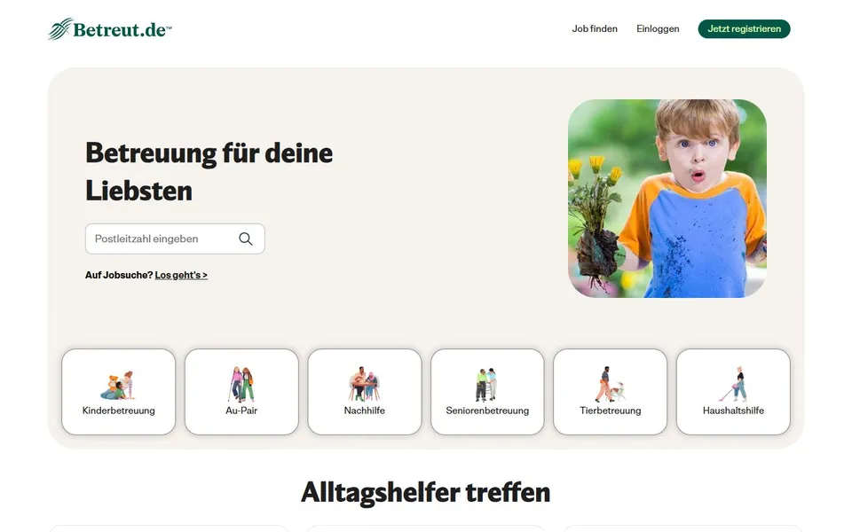 Betreut.de – Ansicht der Anbieter-Website