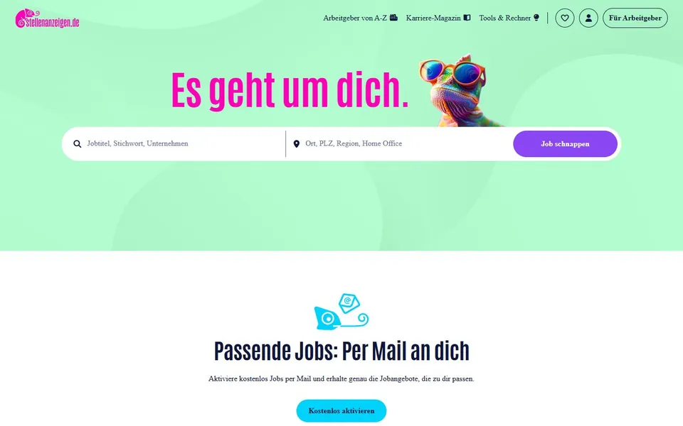 stellenanzeigen.de – Ansicht der Anbieter-Website
