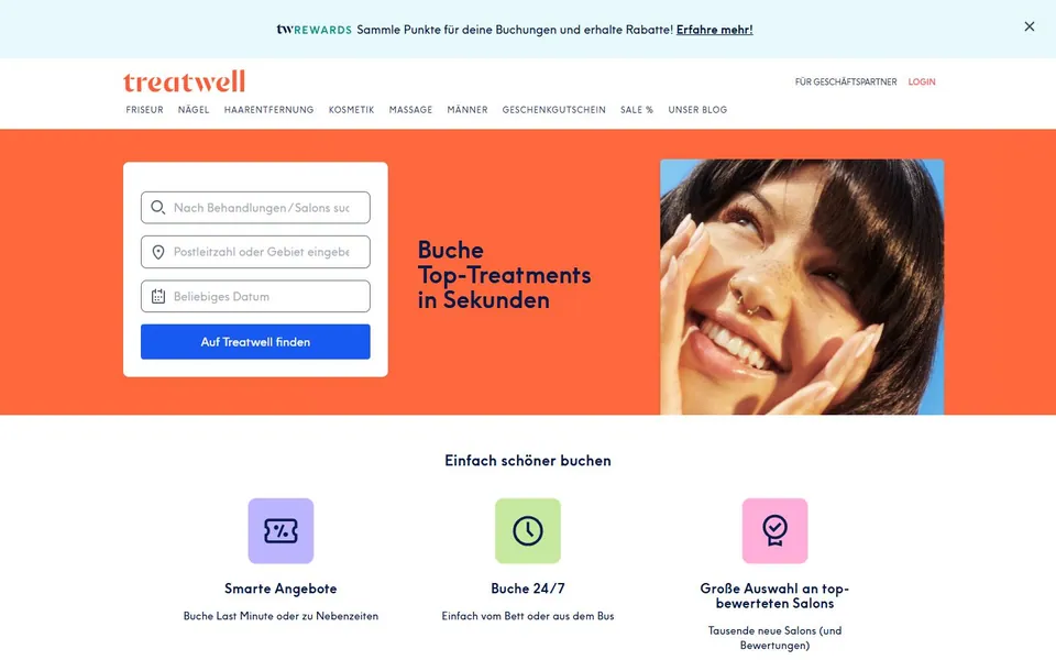 Treatwell – Ansicht der Anbieter-Website