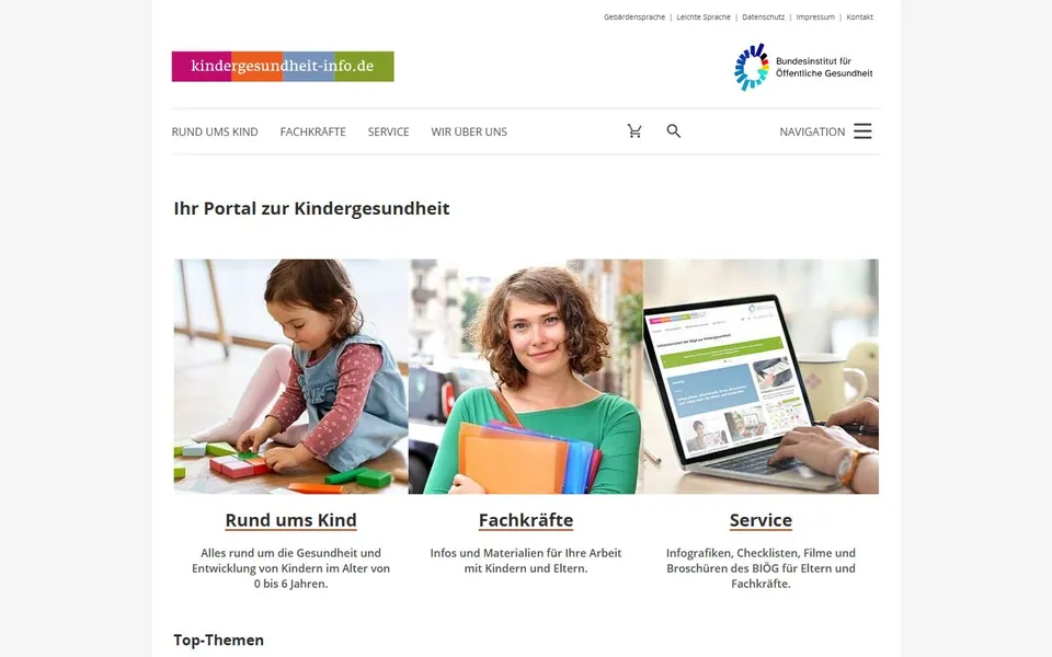 kindergesundheit-info.de – Ansicht der Anbieter-Website