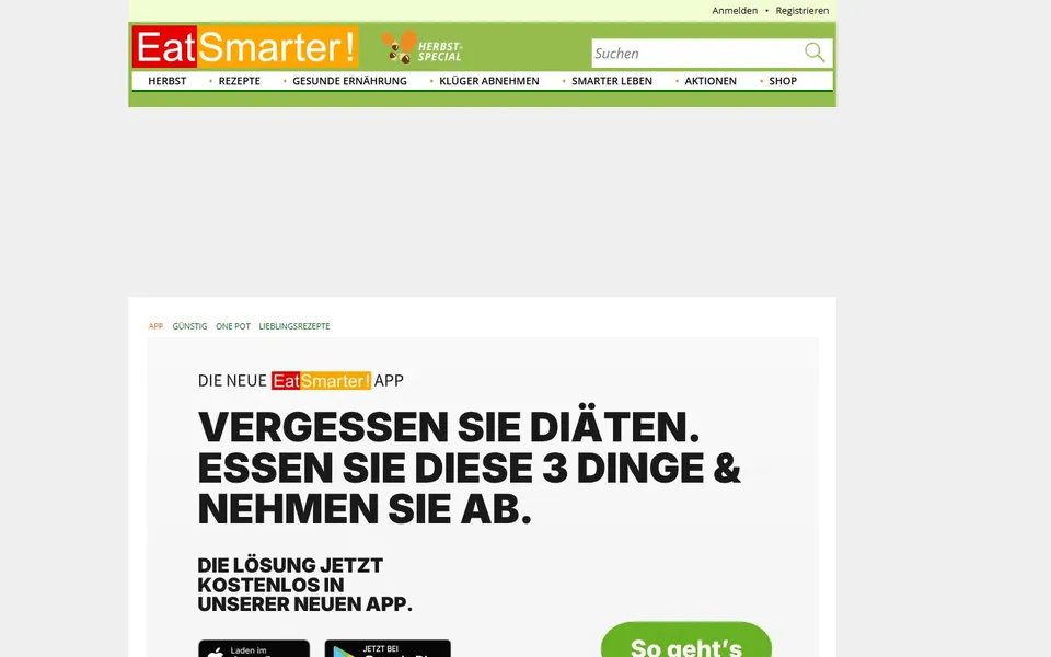 EatSmarter – Ansicht der Anbieter-Website