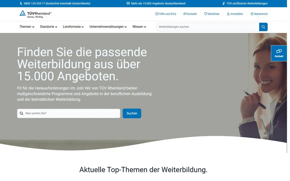 TÜV Rheinland Akademie – Ansicht der Anbieter-Website
