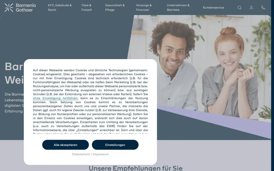 Gothaer – Ansicht der Anbieter-Website