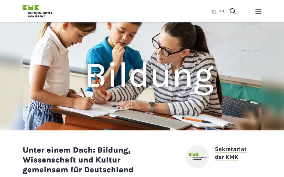 Kultusministerkonferenz – Ansicht der Anbieter-Website