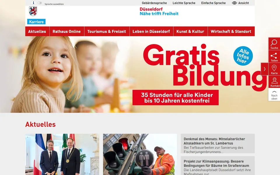 Landeshauptstadt Düsseldorf – Ansicht der Anbieter-Website