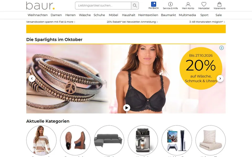BAUR – Ansicht der Anbieter-Website