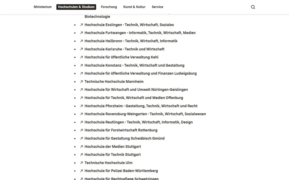 Hochschule Pforzheim - Gestaltung, Technik, Wirtschaft und Recht – Offizieller Eintrag zur Hochschule