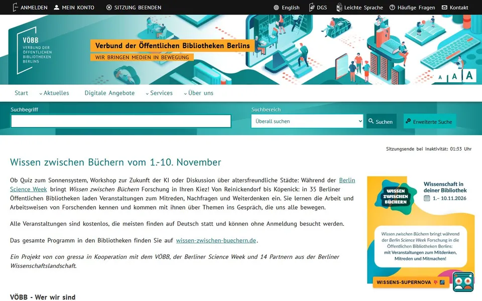 VÖBB – Ansicht der Anbieter-Website