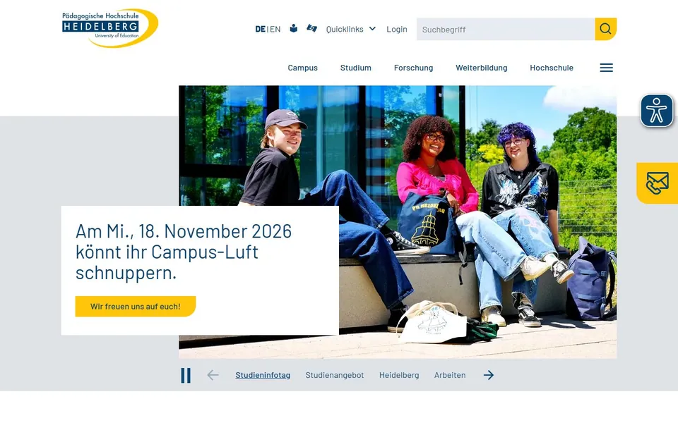 Pädagogische Hochschule Heidelberg – Ansicht der Anbieter-Website