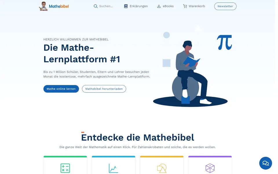 Mathebibel – Ansicht der Anbieter-Website