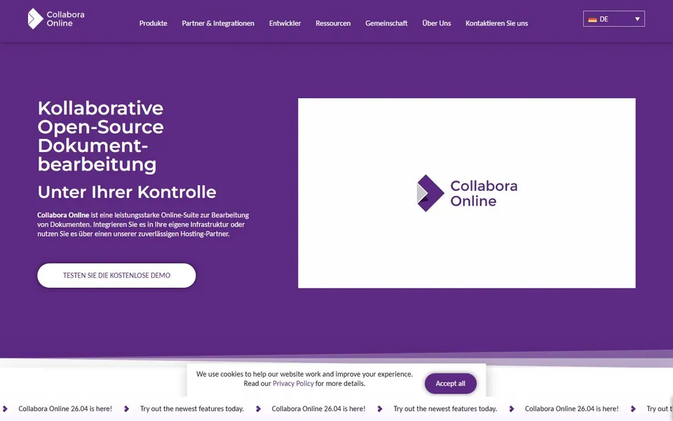Collabora Office – Ansicht der Anbieter-Website