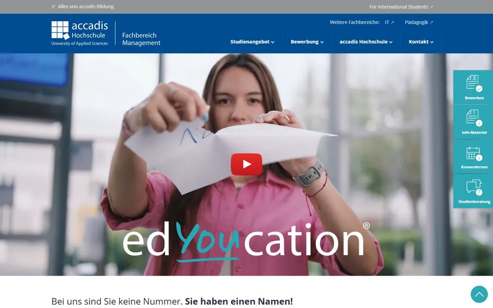 accadis Hochschule (Bad Homburg) – Ansicht der Anbieter-Website