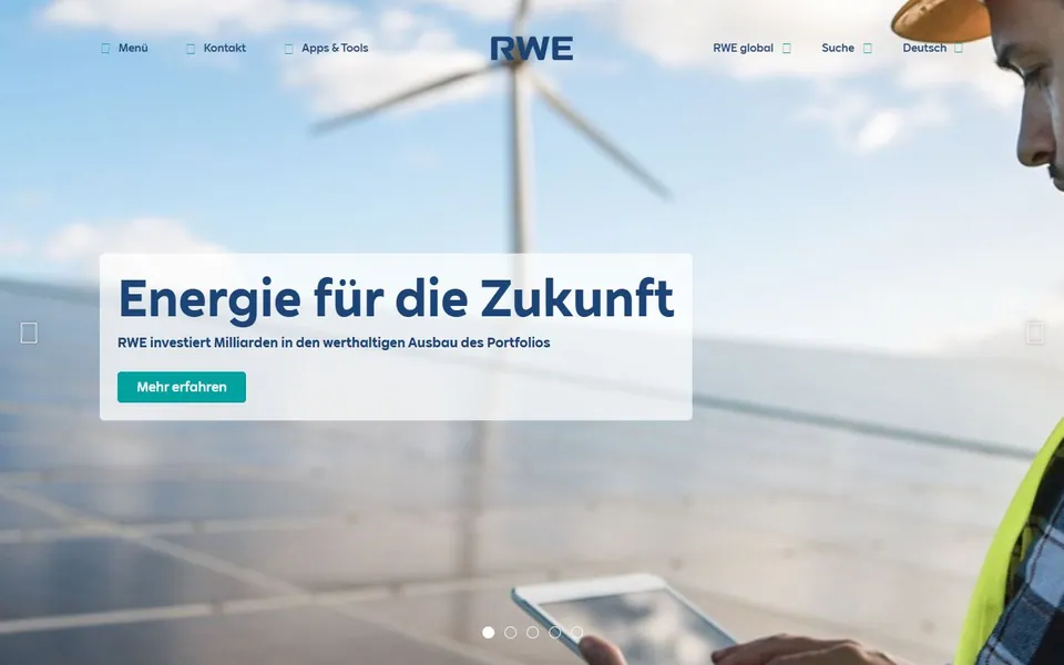 RWE – Ansicht der Anbieter-Website