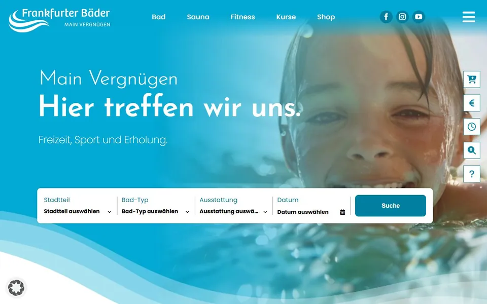 BäderBetriebe Frankfurt – Ansicht der Anbieter-Website