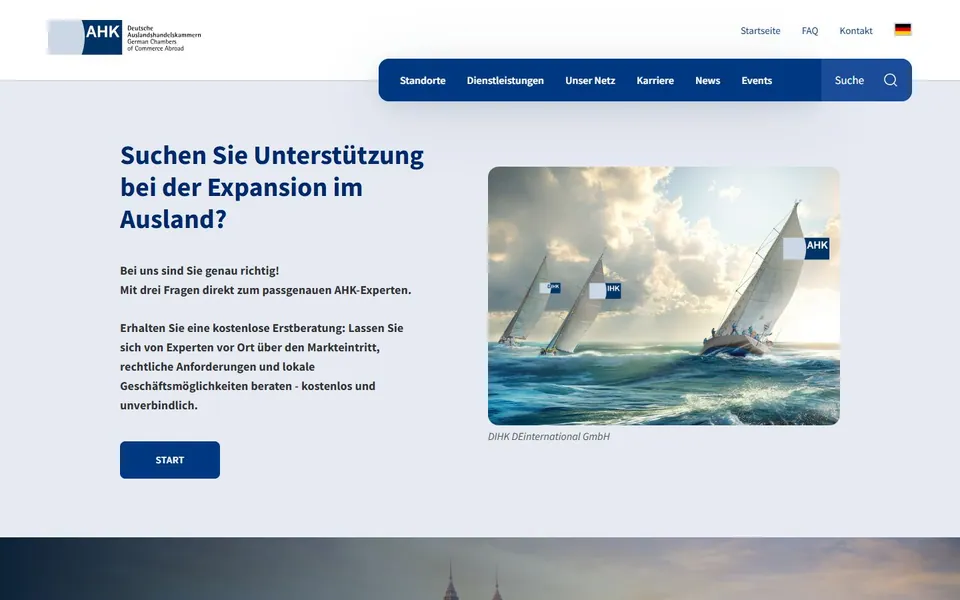Deutsche Auslandshandelskammern – Ansicht der Anbieter-Website
