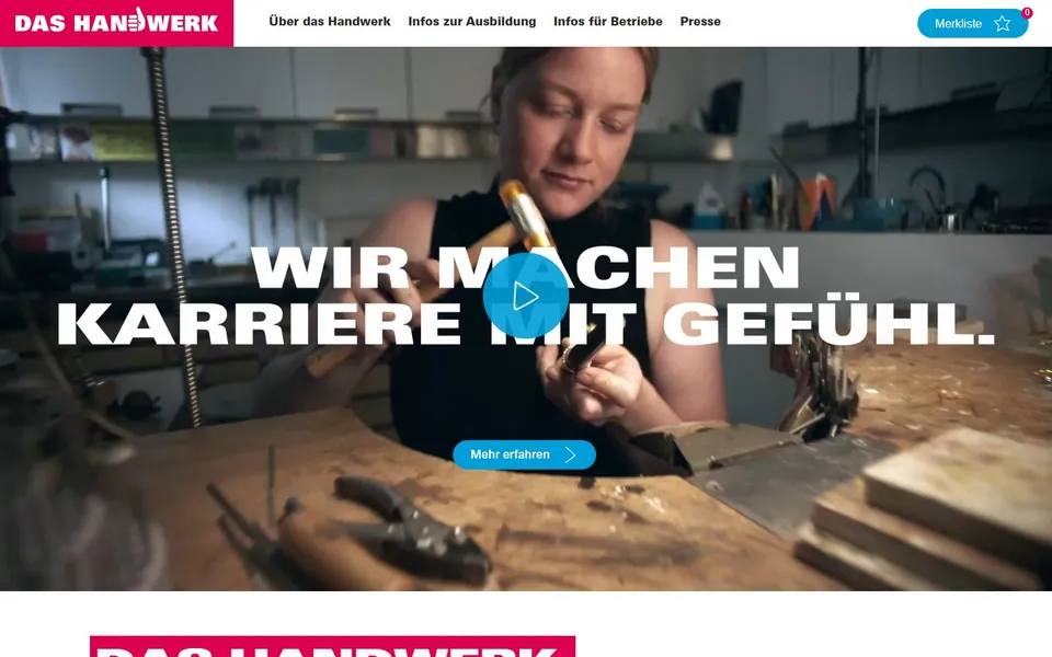 Handwerk.de – Ansicht der Anbieter-Website
