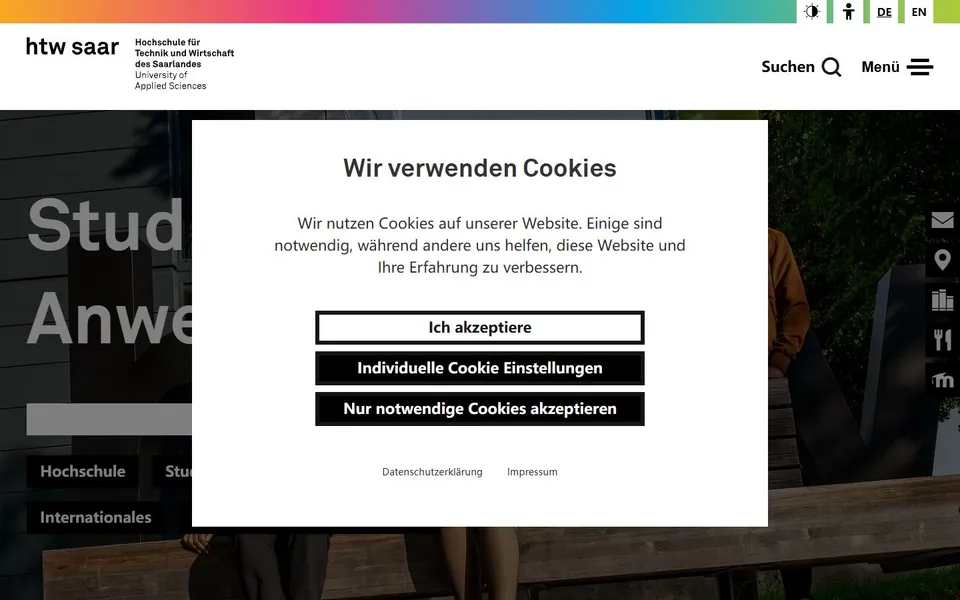 Hochschule für Technik und Wirtschaft des Saarlandes – Ansicht der Anbieter-Website