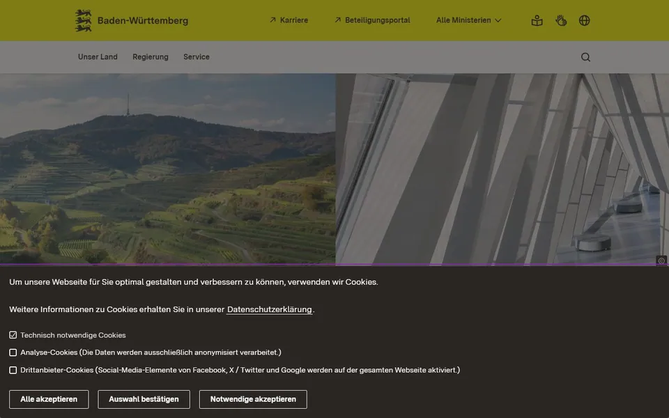 Baden-Württemberg – Ansicht der Anbieter-Website