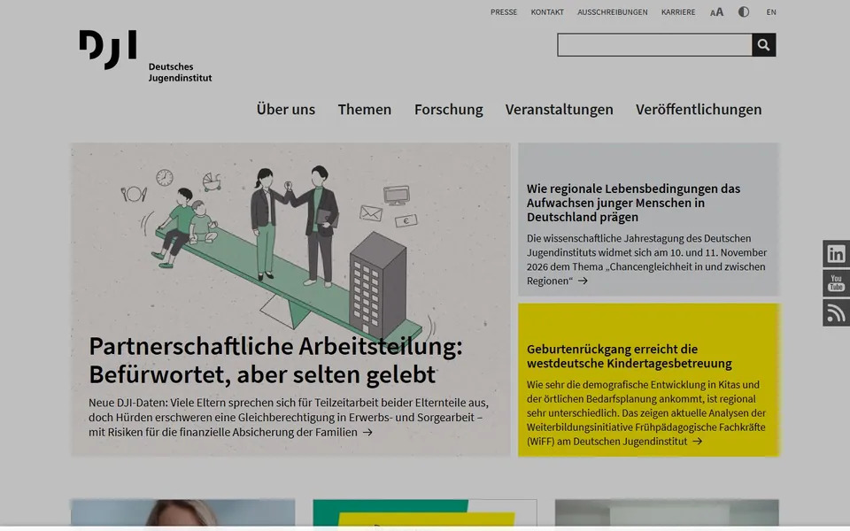 Deutsches Jugendinstitut – Ansicht der Anbieter-Website