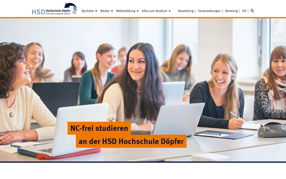 HSD Hochschule Döpfer – Ansicht der Anbieter-Website