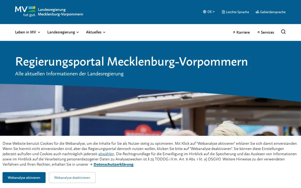 Mecklenburg-Vorpommern – Ansicht der Anbieter-Website
