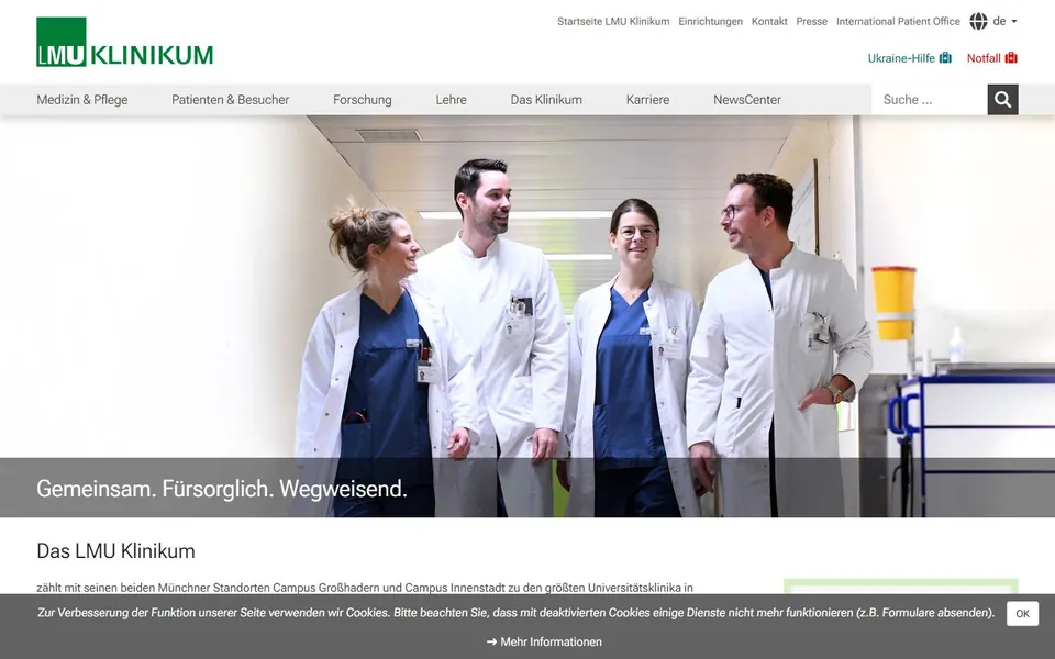 LMU Klinikum – Ansicht der Anbieter-Website