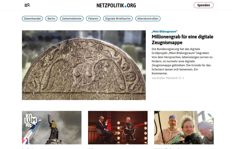 Netzpolitik.org – Ansicht der Anbieter-Website