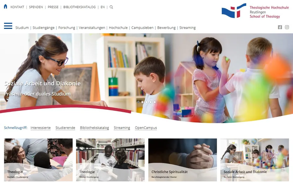 Theologische Hochschule Reutlingen – Ansicht der Anbieter-Website