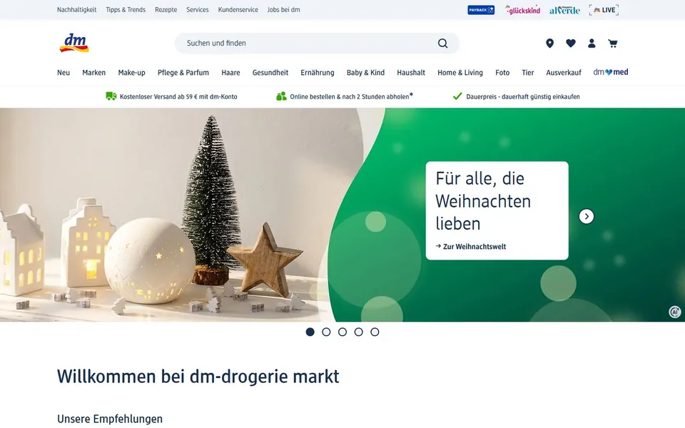 dm – Ansicht der Anbieter-Website